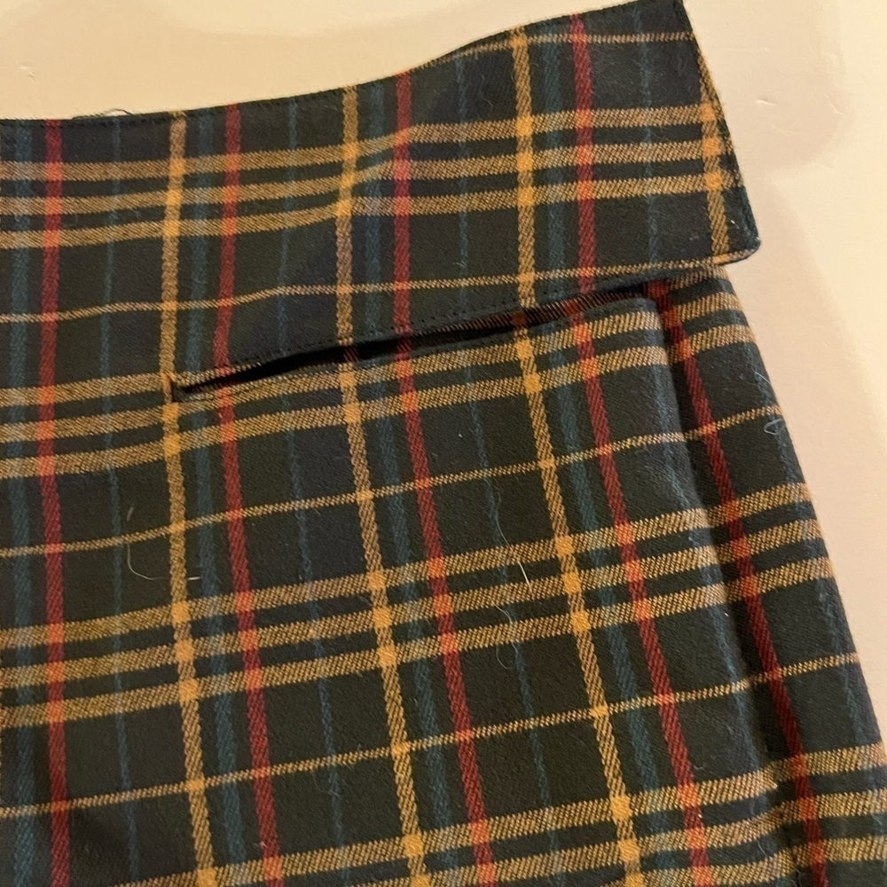 Vintage Y2K Max Studio black brown green plaid flared pants sz 12 academia - Picture 11 of 13